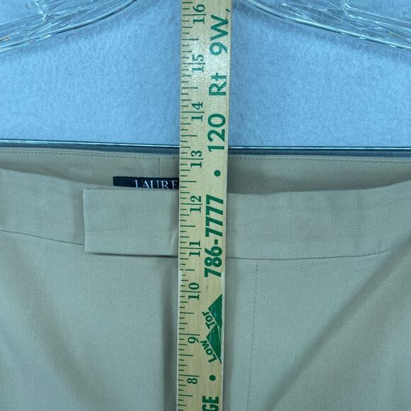 LAUREN RALPH LAUREN Pants 18 Twill Sateen Tapered Ankle Trouser Cotton Beige - Picture 9 of 13